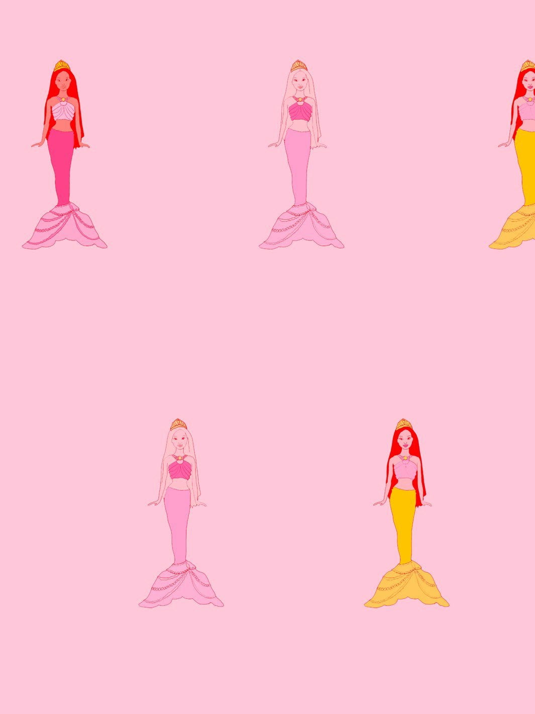 Fantasy Mermaids Removable Vinyl Wallpaper by Barbie - Pink