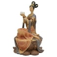 thumbnail image 4 of NFTIGB Elegant Resin Ancient Beauty Statue, Traditional Chinese Style Classical Women Figurine Decor for Living Room Office Hotel, Lotus Design Accent, 10.63 inches / 27 cm, 4 of 5