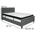 thumbnail image 4 of BizChair Full Size Three Button Tufted Upholstered Platform Bed in Dark Gray Fabric with Mattress, 4 of 6