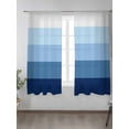 thumbnail image 2 of Sheer Curtains 63 inches Long, Navy Blue Striped Gradient Rustic Wood Board Light Filtering Sheer Window Curtains Rod Pocket Voile Drapes for Bedroom Living Room, 52"W x 63"L 2 Panels, 2 of 7