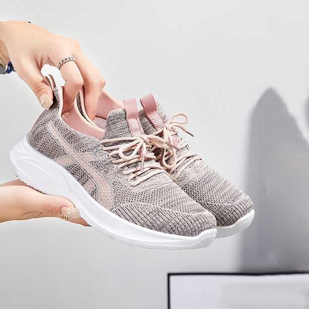 Zapatos casuales para mujer Zapatos de tenis transpirables Zapatos para caminar con cordones (36 Rosa) Wdftyju Tenis De Mujer Tenis De Hombre