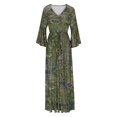 thumbnail image 4 of Qiopertar Mode Femmes Robe Longue Décontractée à Col en V Manches 3/4 Patchwork Grandes Économies de Vacances! à Moins de 5$ jusqu'à 90 % de Réduction, 4 of 6