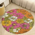 thumbnail image 4 of Floral Colorful Flower Floral Medallion Round Rug - Small Round Area Rug, Soft Non-Slip Machine Washable Bedroom Mat Indoor Accent Entry Carpet for Office Desk Dorm Hallway, 4 of 6