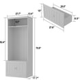 thumbnail image 3 of MONSLIPA Hall Tree with Bench and Drawer, Entryway Coat Rack Closet Stand with 6 Double Hooks for Entrance Hallway, White, 3 of 8