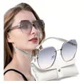 thumbnail image 1 of Muramaudi Hombre Mujer Gafas De Sol Lentes Polarizados Estilo Retro Moda Uv400 Gris Round, 1 of 8