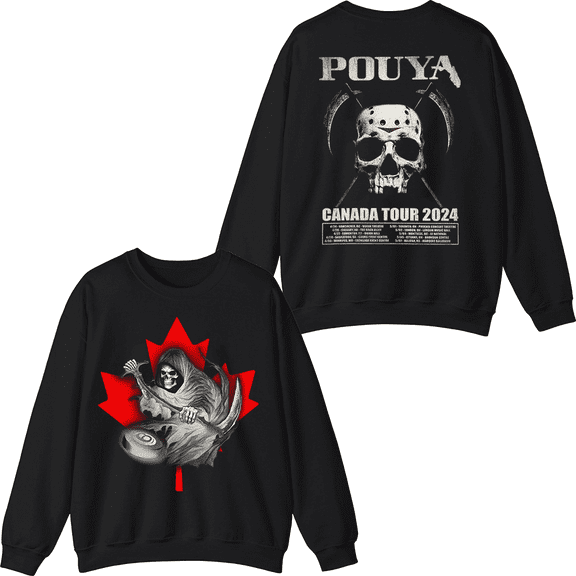 Pouya Merch Grim Reaper Tour Crewneck Sweatshirt Men Women Long Sleeve Streetwear Graphic Tops