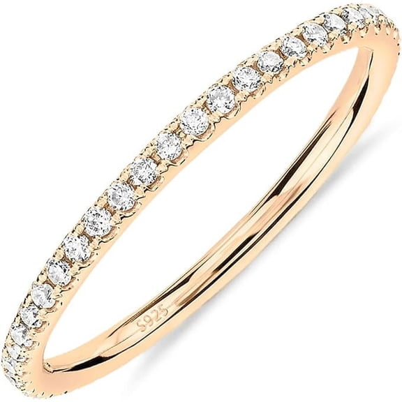 Pavoi 14K Yellow Gold Plated Stackable CZ Eternity Ring, Size 4