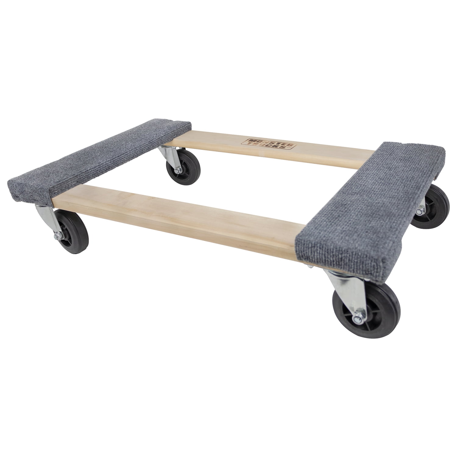 Monster Trucks MT10003 Wood 4-Wheel Dolly, Carpeted & 3 Pack MT10104 72" x 80" Economy Moving Blanket