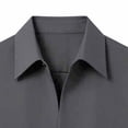 thumbnail image 3 of Men 2 Piece Suits Set Button Stand Up Collar Short Sleeves Tops Long Pants Solid Color Casual Business Outfit Dark Gray L, 3 of 3