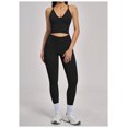 thumbnail image 2 of PISONIC 2 Piece Workout Sets for Women Cross Back V Neck Tank Top Matching High Waist Leggings Gym Sets, 2 of 5