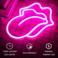 thumbnail image 4 of Letrero decorativo de neón con forma de lengua LED para labios, color rosa, 23 x 26 cm, 4 of 7