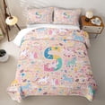 thumbnail image 2 of Castle Fairy Unicorn Letter S Twin Quilt Set,Kawaii Animal Twin Coverlet Set, 2 of 7