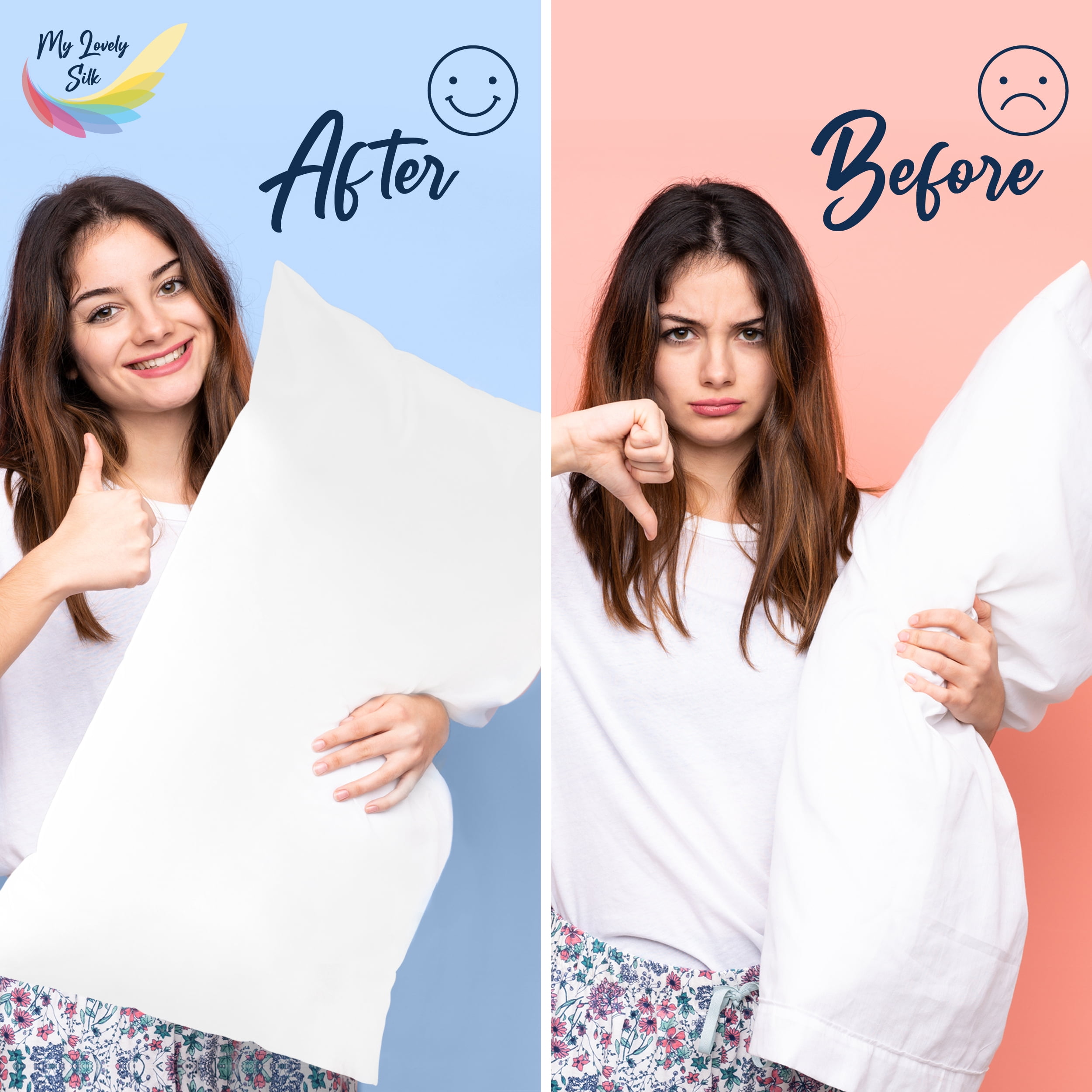 My Lovely Silk Pure 6A Silk Pillowcase - 51 x 92 cm, Natural Silk Pillow Case For Hair and Skin, Hypoallergenic and Breathable Silk Pillow Cases For Women, Double Sided 22 Momme Silk, Durable.