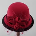 thumbnail image 5 of Floral Net Cloth Bucket Hat, Warm Wool Fisherman Cap, Retro Casual Headwear, Women Thick Comfortable Cold Proof Hat for Autumn Winter Outing Party Leisure Elegant Fashion Headgear,Red, 5 of 8