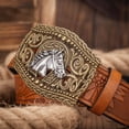 thumbnail image 7 of Vjnyvs Horse Head Snap Buckle Belt, Western Cowboy Waistband for Jeans and Dresses, 7 of 7