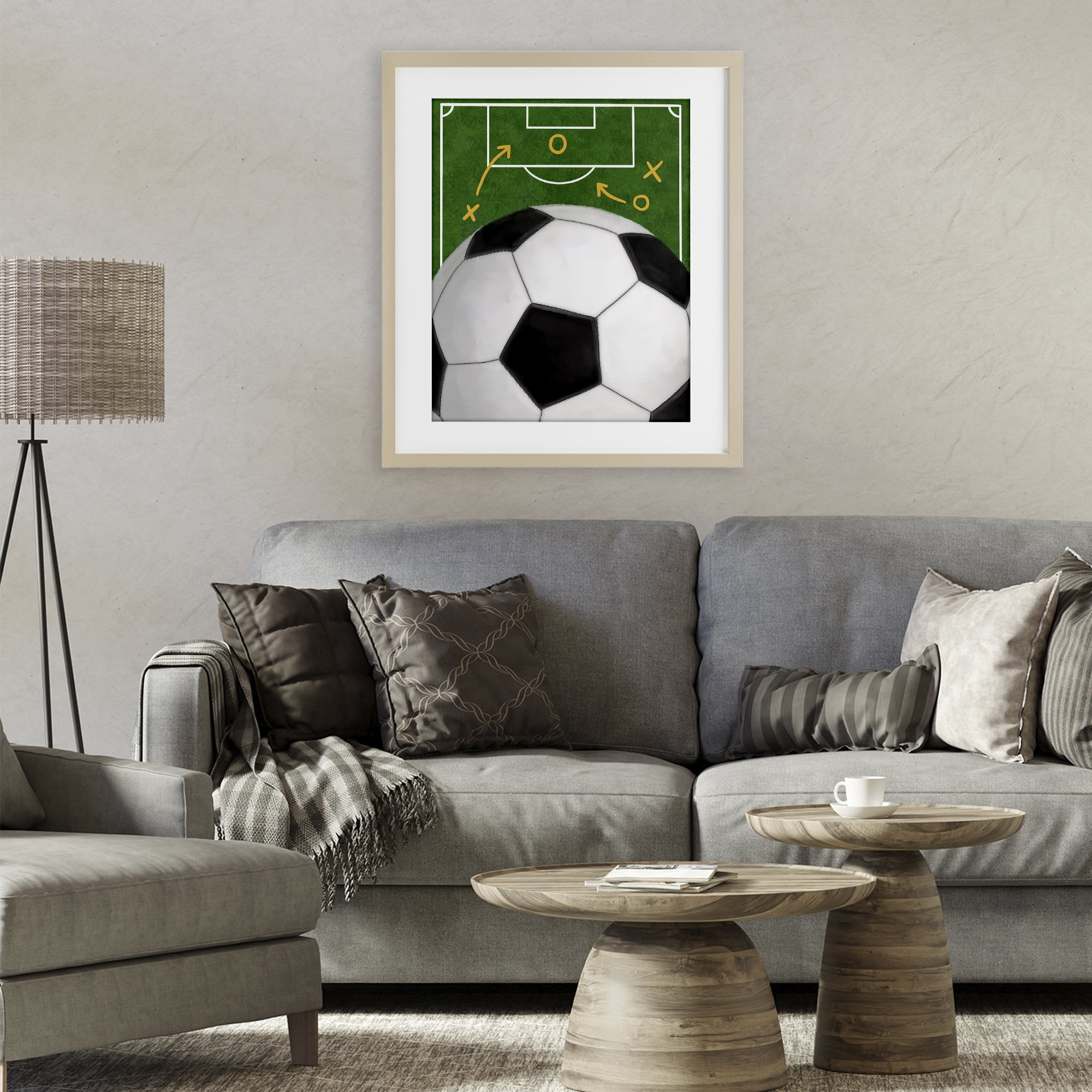 Stupell Industries Soccer Field & Ball Birch Framed Print Under Glass, design by Jennifer Stith