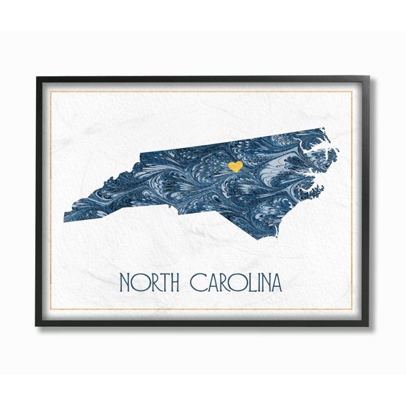 The Stupell Home Decor North Carolina Minimal Blue Marbled Paper Silhouette Framed Texturized Art