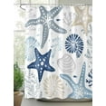 thumbnail image 2 of Shower Curtain Blue Starfish Shower Curtains for Bathroom, Waterproof Polyester Shower Curtain Set with Hooks, Stall Long Size 54"x78" Marine Life Ocean Coastal, 2 of 6