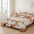 thumbnail image 3 of 3 Pieces Queen Quilt Set,Vintage Fall Thanksgiving Pumpkin Soft Bedding Sets with 1 Quilt & 2 Pillow Shams,Farmhouse Maple Leaves Summer Bedspread Lightweight Coverlet Comforter for All Season, 3 of 9