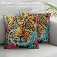 thumbnail image 3 of Summer Pillow Cover Inch - Vibrant Animal Print with Colorful Floral, Exotic Decorative Cushion Case for Home Decor, 3 of 5