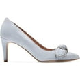 thumbnail image 5 of Cole Haan Bellport Bow Heather Blue Suede Pointed Toe Stiletto Heeled Pumps (Heather Blue Suede, 6), 5 of 6