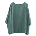 thumbnail image 2 of Jsaierl 3/4 Length Sleeve Plus Size Cotton Linen Tops for Women Summer Round Neck Shirts Fashion Solid Ladies Blouses Flowy Vacation Tunic Top M-4XL, 2 of 3