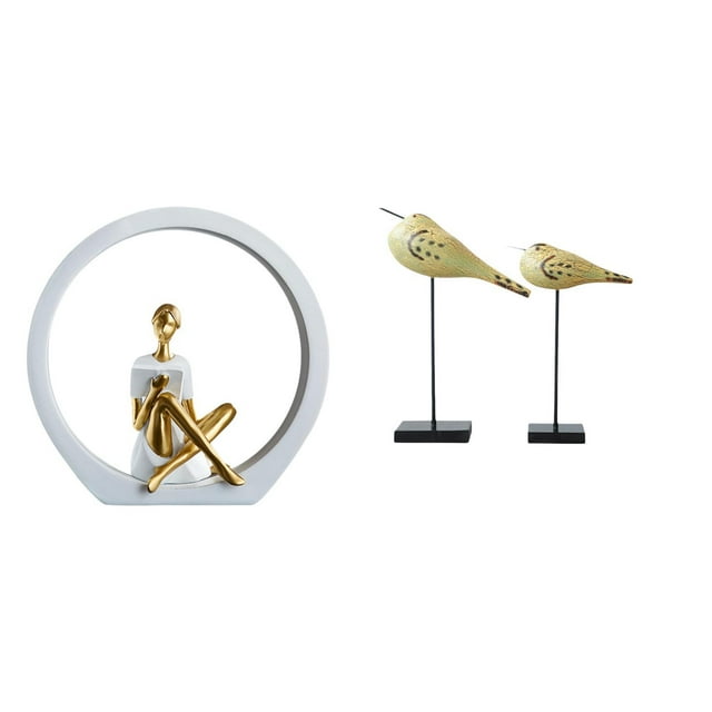 Elegante Conjunto De Estatuas Abstractas De Niña Y Pájaro Para Dormitorio, Estantería Y Escritorio, Centro De Mesa De Granja Moderna, Escultura Decorativa Versátil.