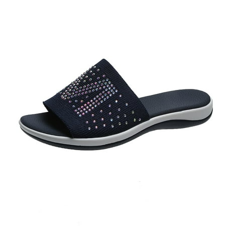 

Slippers for Women Ladies Shoes Platform Sandals Fashion M Rhinestone Breathable Sandals Womens Slippers Cotton Blue 37