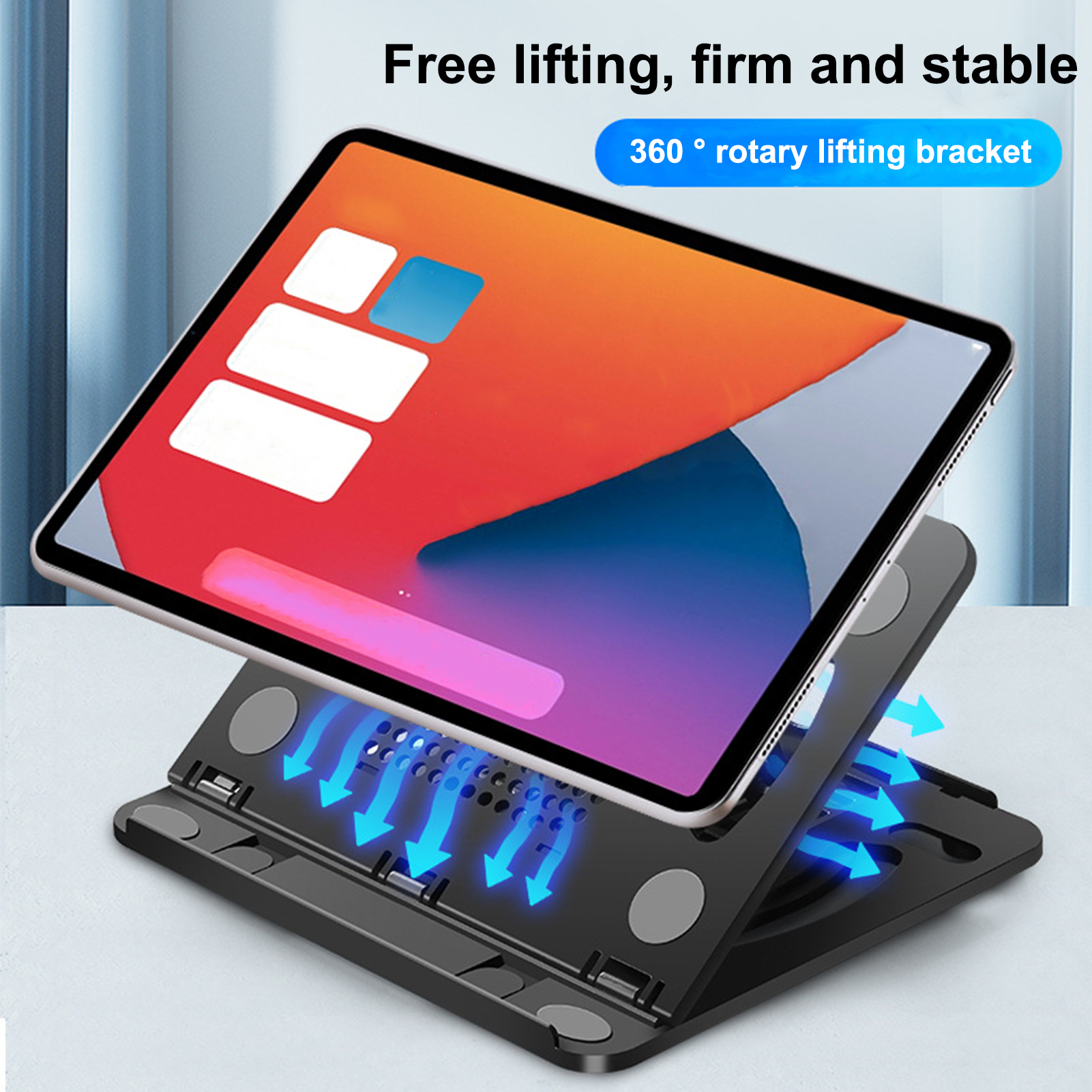 Lomubue Laptop Stand Hollow-out Heat Dissipation 8-speed Angle Adjustable Free Lift Stable Support Dual-use Phone Tablet Folding Stand Desktop Holder Office Supplies - image 2 of 10