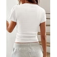 thumbnail image 6 of PRETTYGARDEN Summer Tops for Women Short Sleeve Lace Trim Slim Fitted Henley Tee Shirts Y2K Fashion Clothing, 6 of 7