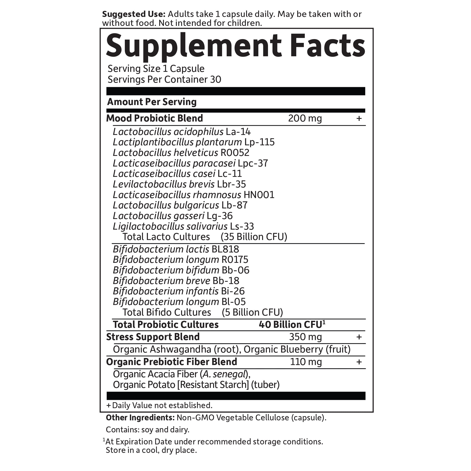 Garden of Life Dr. Formulated Mood Probiotic Capsules, 40 Billion CFU, 30 Ct