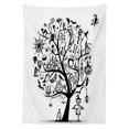 thumbnail image 3 of Ambesonne Halloween Tablecloth Rectangular Table Cover, Flying Witch, 60"x90", Black White, 3 of 4