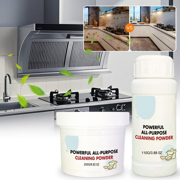 Polvo quitagrasas resistente | Limpiador de manchas de aceite de cocina | Multisuperficie para utensilios de cocina, cocina, campana extractora Eliminación de óxido | Fórmula de mezcla fácil y
