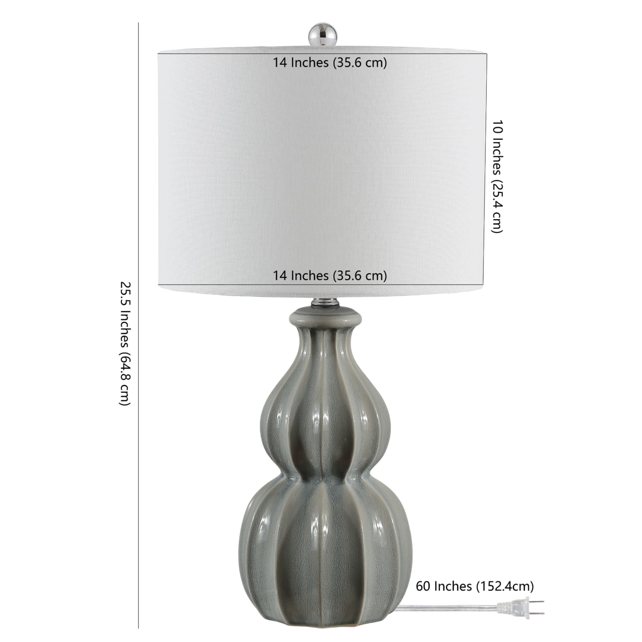 Safavieh Wade 15 in Modern Grey Table Lamps with White Transitional Shades