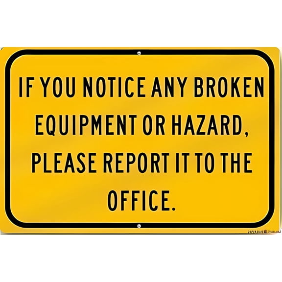 Broken Equipment Playground Caution Sign - 12×8 Inches, New Aluminum Metal Tin Sign, Outdoor Indoor Home Office Cafe Bar Decor
