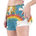 thumbnail image 4 of FORMRS Womens Swim Shorts Mesh Liner Quick Dry Casual Beach Board Bottom with Pockets, Sizes S-2XL, Rainbow with Stars, 4 of 9