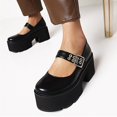 thumbnail image 1 of Elegantes zapatos de cuero para mujer Estilo británico Hebilla de cinturón Estudiante Cómodo Usable Casual Tacones altos gruesos Sandalias con correa de tobillo de color sólido Wmkox8yii  ghj2546, 1 of 5