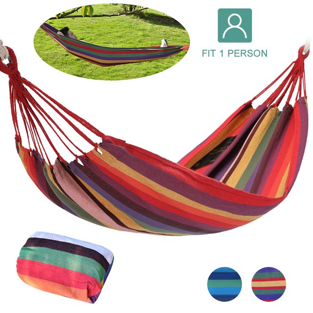 Hamac Simple / Double pour Cour Arrière, Patio, Véranda, Jardin Intérieur Extérieur Camping Randonnée