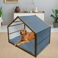 thumbnail image 2 of Indigo Pet House, Greek House Tile Inspired Image Spring Daisy Like Floral Details, Outdoor & Indoor Portable Dog Kennel with Pillow and Cover, 5 Sizes, Navy Blue and White, by Ambesonne, 2 of 4