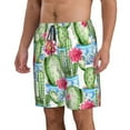 thumbnail image 2 of Kll Flowers And Cactus Men'S Casual Summer Beach Shorts Hawaiian Shorts With Pockets-3x-Large, 2 of 9