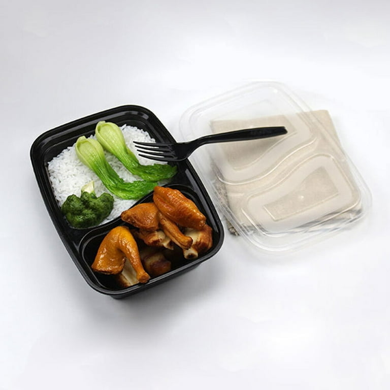 20pcs 1000ml Disposable Meal Prep Containers 2-compartment Food