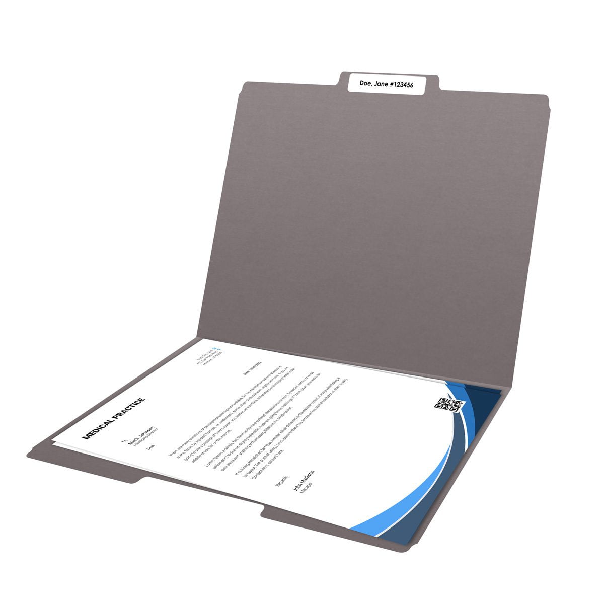 Gray Color File Folders, 1/3 Cut Top Tab, Letter Size, Perfect for Organizing Documents in File Drawers, Box of 100