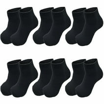 Glory Max Kids Baby Boys Girls Toddler Solid Ankle Socks Cotton Size 2-4 Years Black 12 Pairs