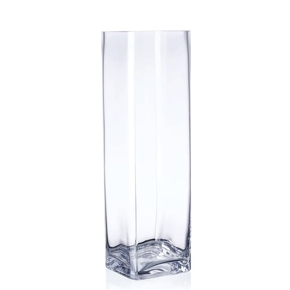 CC Home Furnishings Handblown Tall Square Glass Floral Vase - 16" - Clear