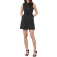 thumbnail image 2 of Vestido sin mangas con cinturón de lunares para mujer Inspire Chic S Negro, 2 of 5