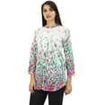 thumbnail image 6 of Phagun Womens Floral Printed White Full Sleeve Casual Tunic Top Blouse Shirt - 4, 6 of 8