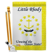 Breeze Decor BD-SS-HS-108142-IP-BO-D-US13-BD 28 x 40 in. Vertical Rhode Island Americana States Impressions Decorative Double Sided House Flag Set with Pole & Bracket Hardware