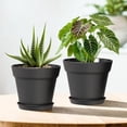 thumbnail image 6 of 5 Inch Plastic Plant Pots with Drainage Holes and Trays – 6 Pack Small Nursery Pots for Indoor & Outdoor House Plants and Flowers, Seedling Starter Planters, Matte Black, 6 of 7