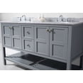 thumbnail image 7 of Winterfell 60" Double Bath Vanity in Gray with White Marble Top and Round Sinks with Matching Mirror, 7 of 7