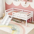 thumbnail image 6 of Bellemave Twin Size Low Loft Bed Frame with Slide and Ladder Low Bed Frame With Roof and Guardrails Junior Loft Bed Solid Wood Bed, No Box Spring Needed, White, 6 of 11